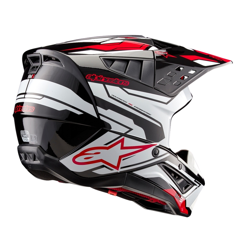 Κράνος Motocross Alpinestars S-M5 Action 2 Μαύρο-Άσπρο-Φλούο Κόκκινο