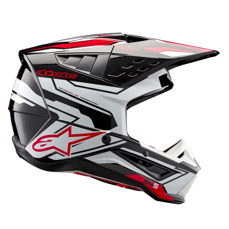 Κράνος Motocross Alpinestars S-M5 Action 2 Μαύρο-Άσπρο-Φλούο Κόκκινο