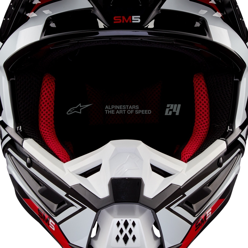 Κράνος Motocross Alpinestars S-M5 Action 2 Μαύρο-Άσπρο-Φλούο Κόκκινο