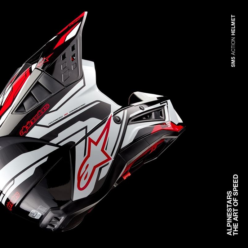 Κράνος Motocross Alpinestars S-M5 Action 2 Μαύρο-Άσπρο-Φλούο Κόκκινο