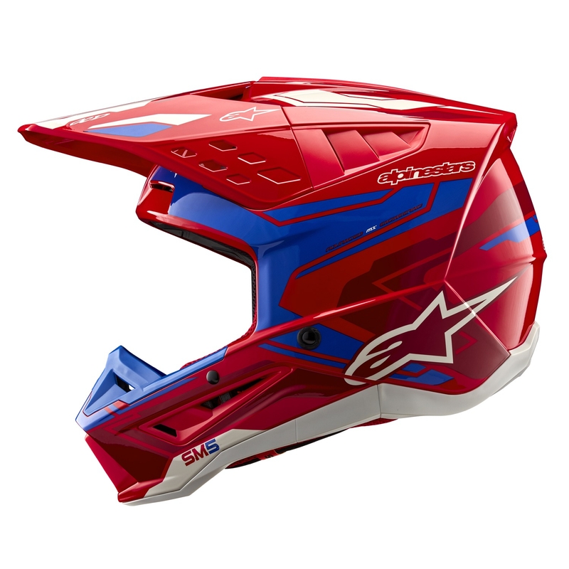 Alpinestars S-M5 Action 2 fluo κόκκινο-μπλε κράνος motocross
