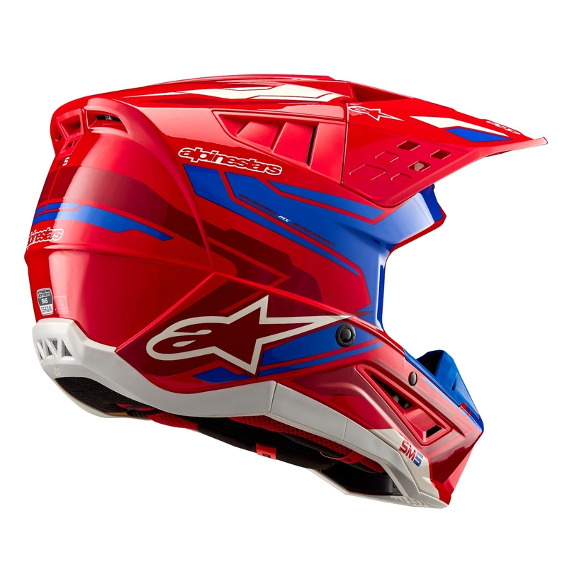 Alpinestars S-M5 Action 2 fluo κόκκινο-μπλε κράνος motocross