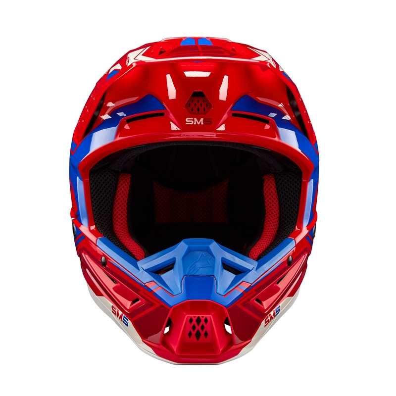 Alpinestars S-M5 Action 2 fluo κόκκινο-μπλε κράνος motocross