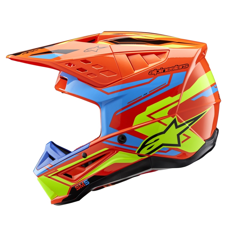 Alpinestars S-M5 Action 2 fluo πορτοκαλί-φωτογάλαζο-fluo κίτρινο κράνος motocross