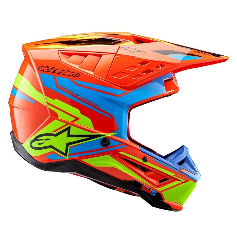 Alpinestars S-M5 Action 2 fluo πορτοκαλί-φωτογάλαζο-fluo κίτρινο κράνος motocross