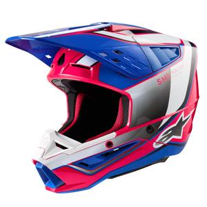 Alpinestars S-M5 Sail Κράνος Motocross λευκό-ροζ-μπλε