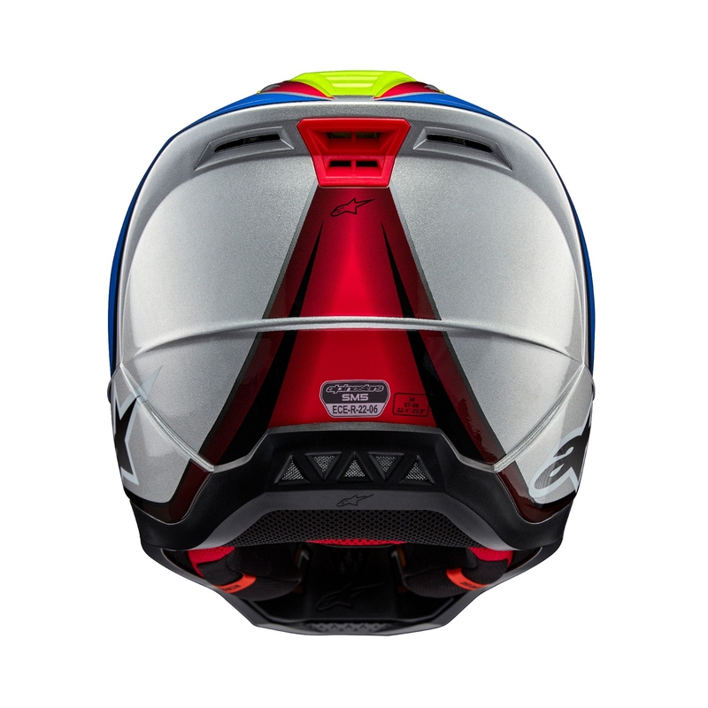 Alpinestars S-M5 Sail fluo κίτρινο-μπλε-ασημί κράνος motocross