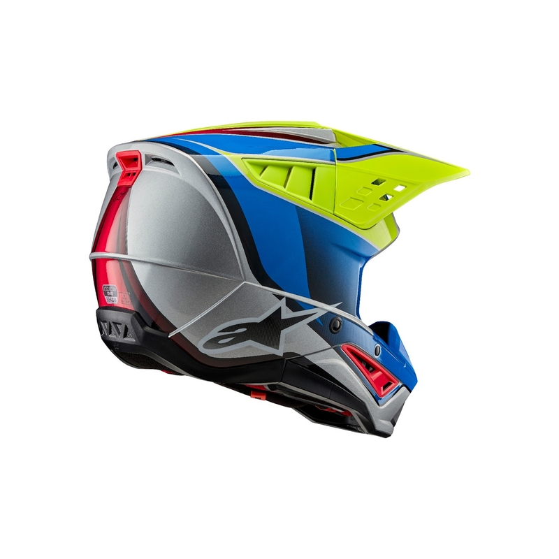 Alpinestars S-M5 Sail fluo κίτρινο-μπλε-ασημί κράνος motocross