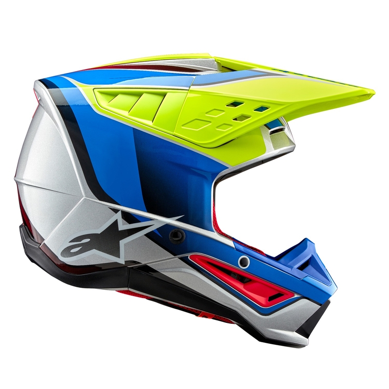 Alpinestars S-M5 Sail fluo κίτρινο-μπλε-ασημί κράνος motocross