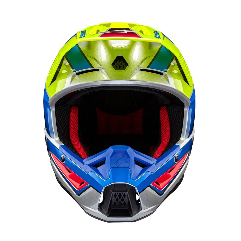 Alpinestars S-M5 Sail fluo κίτρινο-μπλε-ασημί κράνος motocross