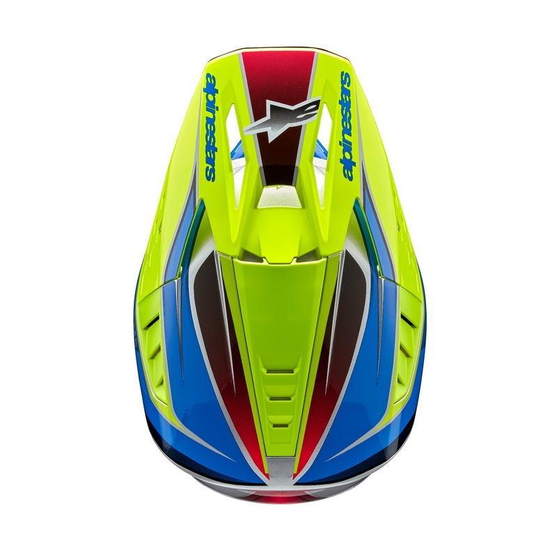 Alpinestars S-M5 Sail fluo κίτρινο-μπλε-ασημί κράνος motocross