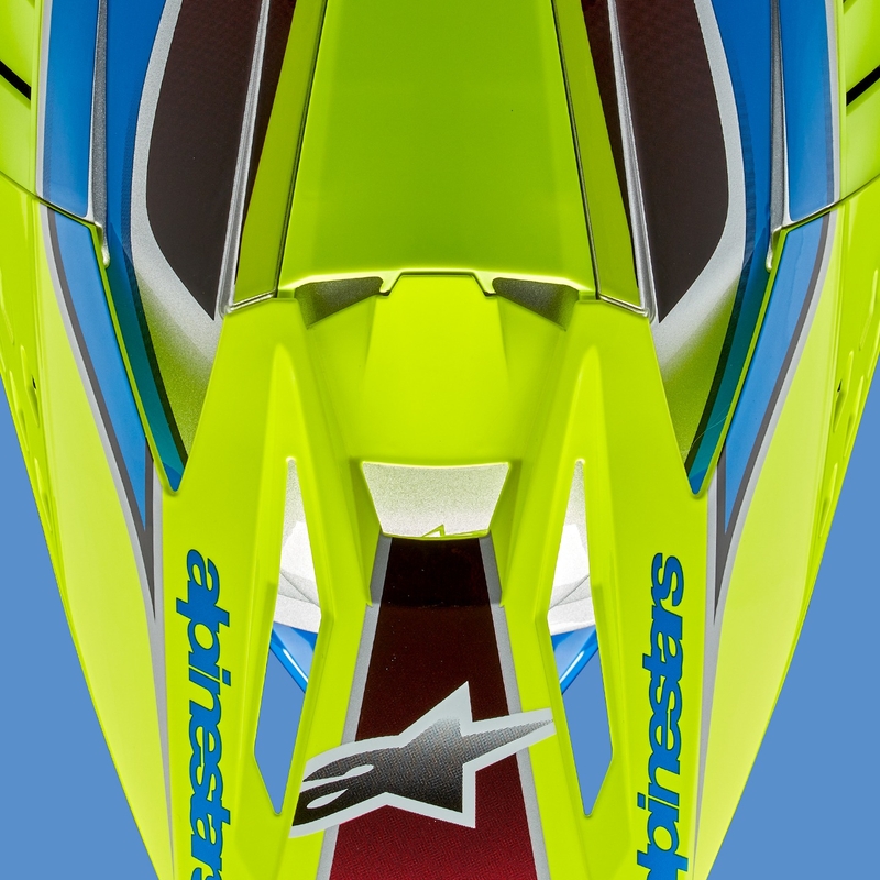 Alpinestars S-M5 Sail fluo κίτρινο-μπλε-ασημί κράνος motocross