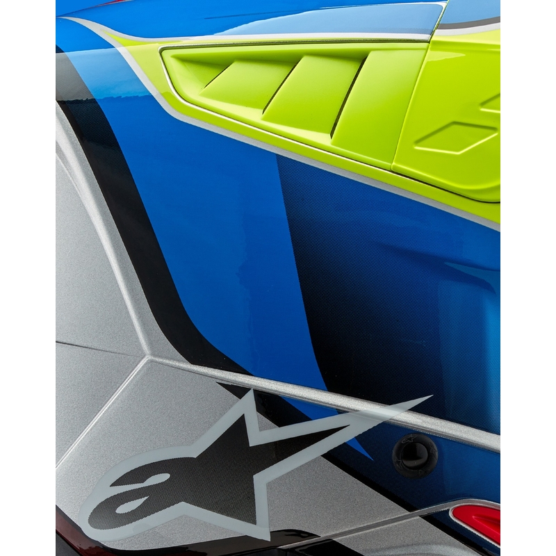 Alpinestars S-M5 Sail fluo κίτρινο-μπλε-ασημί κράνος motocross