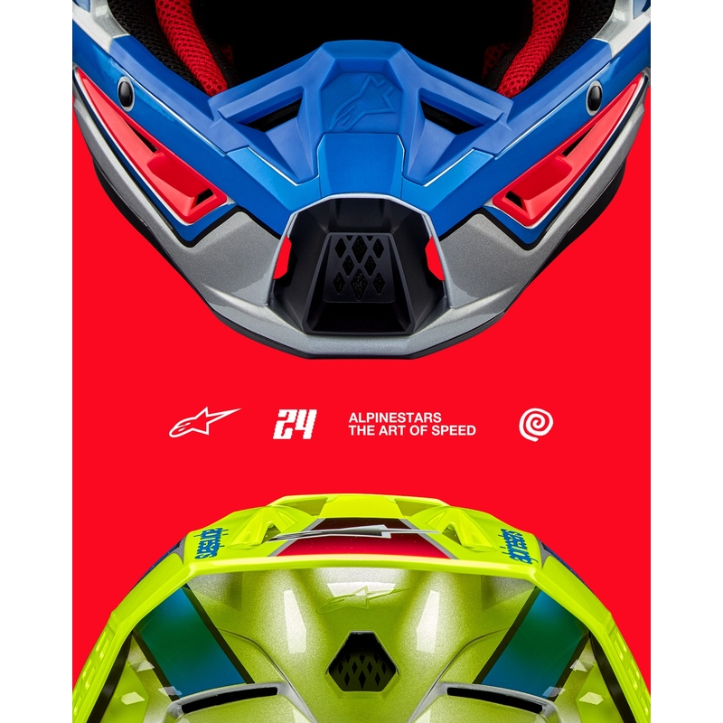 Alpinestars S-M5 Sail fluo κίτρινο-μπλε-ασημί κράνος motocross