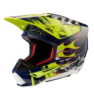 Alpinestars S-M5 Rash κράνος motocross μπλε-κίτρινο φλούο