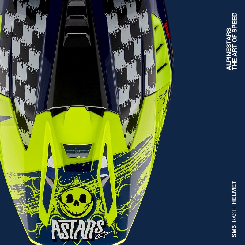 Alpinestars S-M5 Rash κράνος motocross μπλε-κίτρινο φλούο