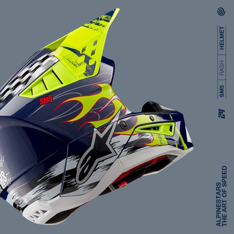 Alpinestars S-M5 Rash κράνος motocross μπλε-κίτρινο φλούο