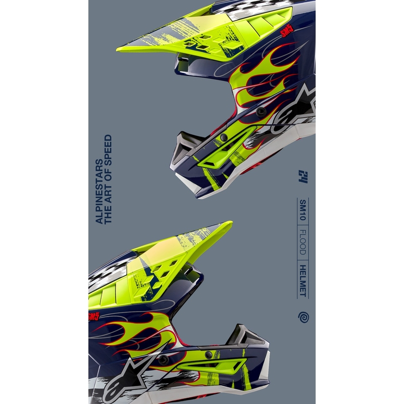 Alpinestars S-M5 Rash κράνος motocross μπλε-κίτρινο φλούο