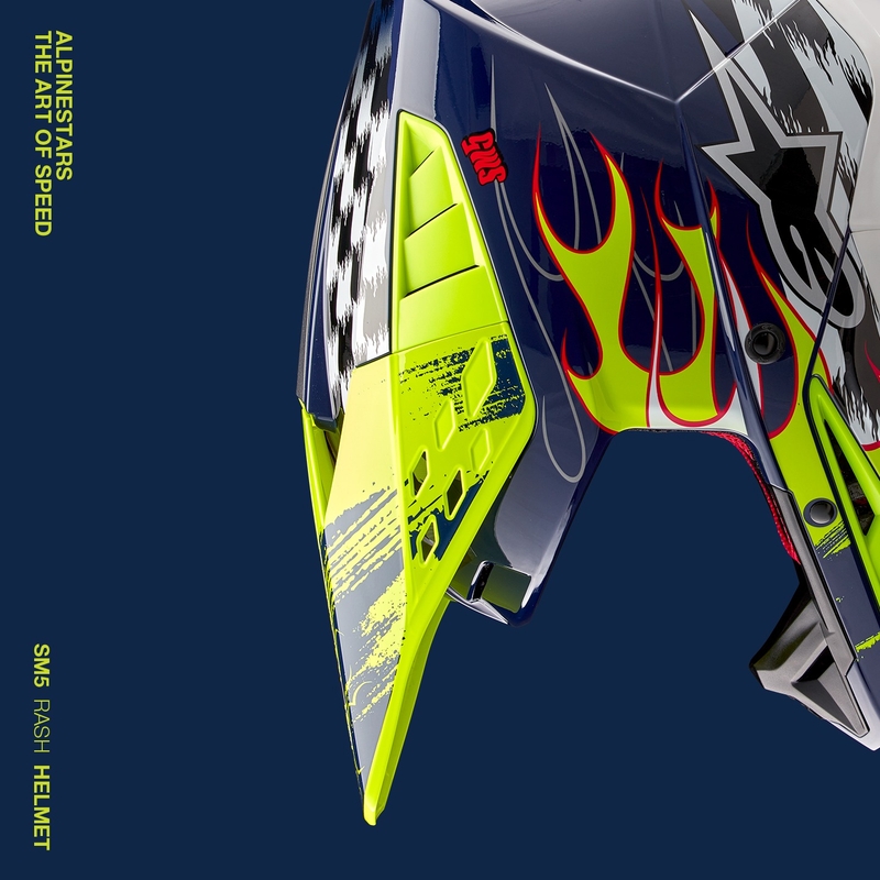 Alpinestars S-M5 Rash κράνος motocross μπλε-κίτρινο φλούο