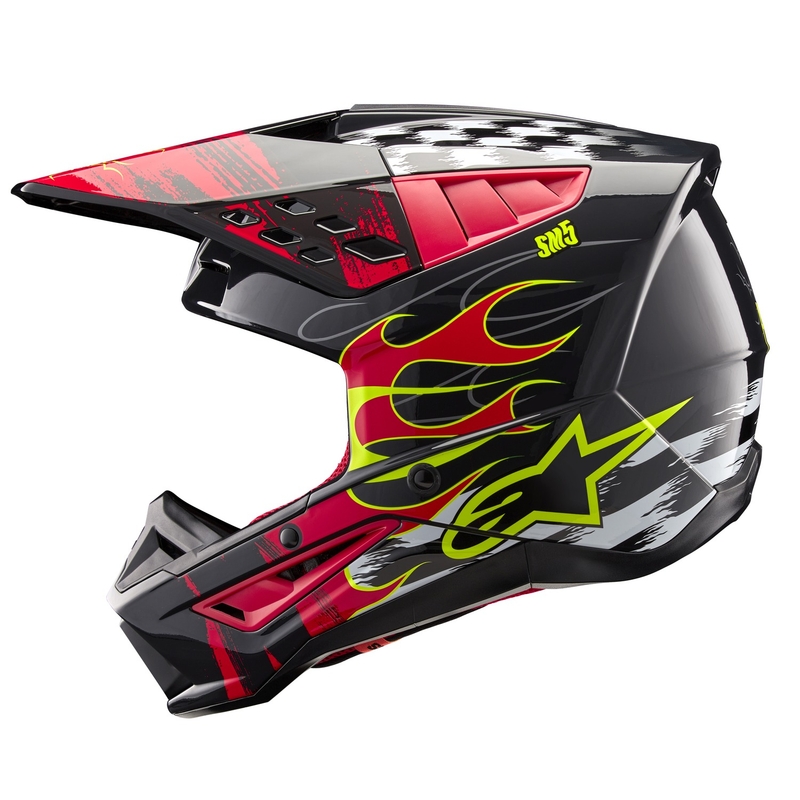 Alpinestars S-M5 Rash γκρι-φλούο κόκκινο κράνος motocross