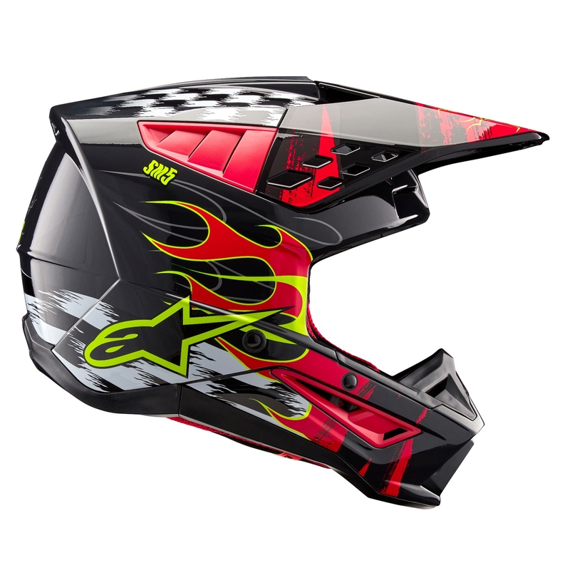 Alpinestars S-M5 Rash γκρι-φλούο κόκκινο κράνος motocross