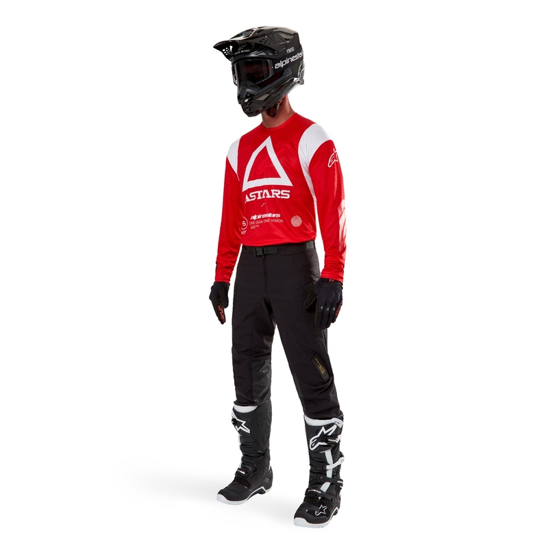 Alpinestars Techdura fluo κόκκινη φανέλα motocross