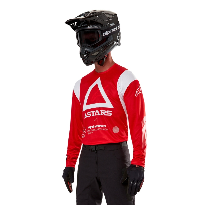 Alpinestars Techdura fluo κόκκινη φανέλα motocross