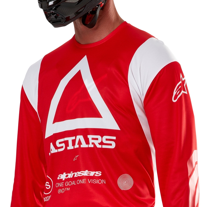 Alpinestars Techdura fluo κόκκινη φανέλα motocross