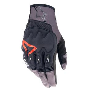 Alpinestars Techdura γάντια motocross μαύρο-καφέ-φλούο κόκκινο