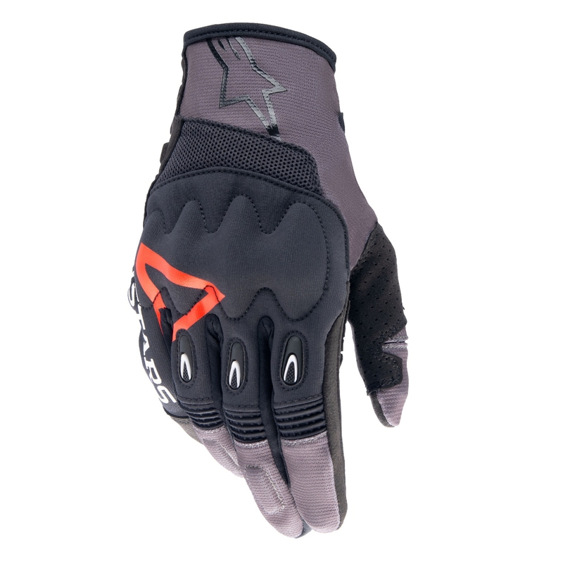 Alpinestars Techdura γάντια motocross μαύρο-καφέ-φλούο κόκκινο