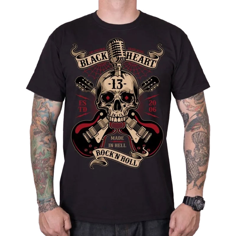 T-shirt Black Heart Rock N Roll μαύρο
