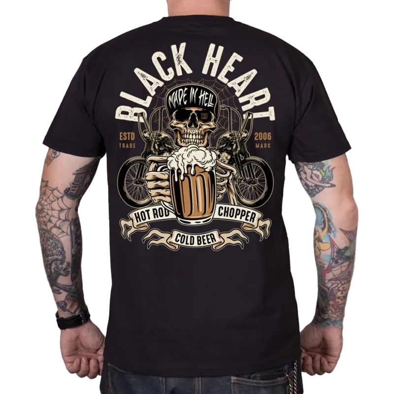 T-shirt Black Heart Beer Biker μαύρο