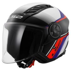 Ανοιχτό κράνος μοτοσικλέτας LS2 OF616 Airflow II Rush λευκό-μπλε-κόκκινο