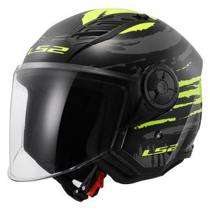 Ανοιχτό κράνος μοτοσικλέτας LS2 OF616 Airflow II Brush μαύρο-κίτρινο φλούο