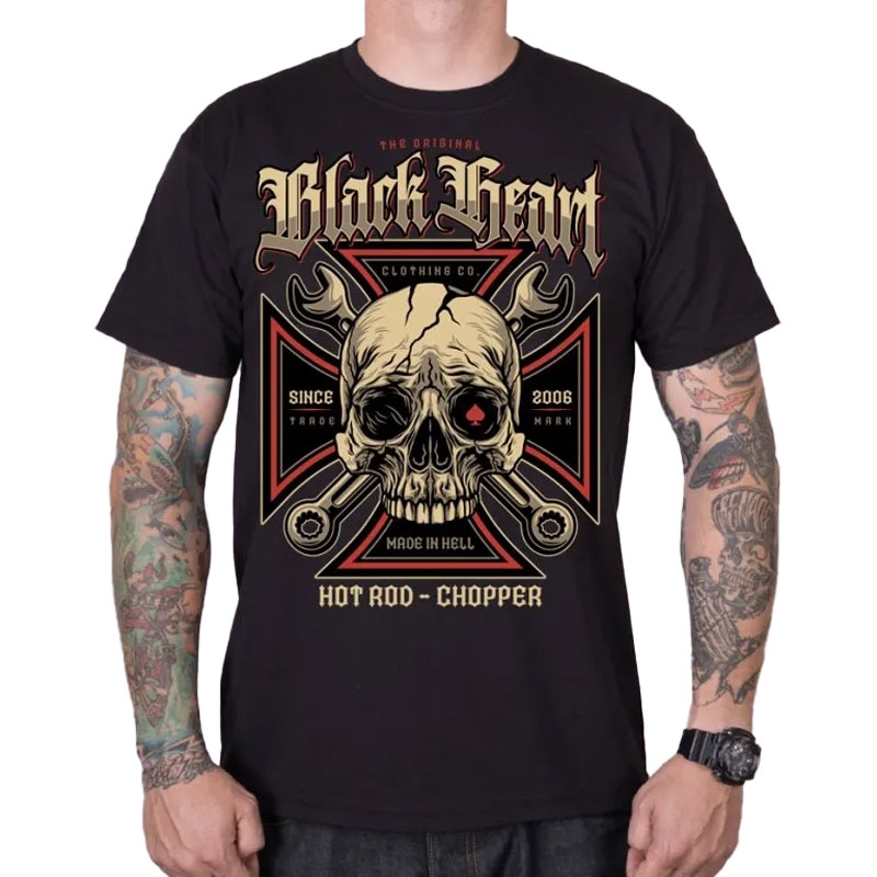 T-shirt Μαύρη καρδιά κλειδί κεφάλι μαύρο