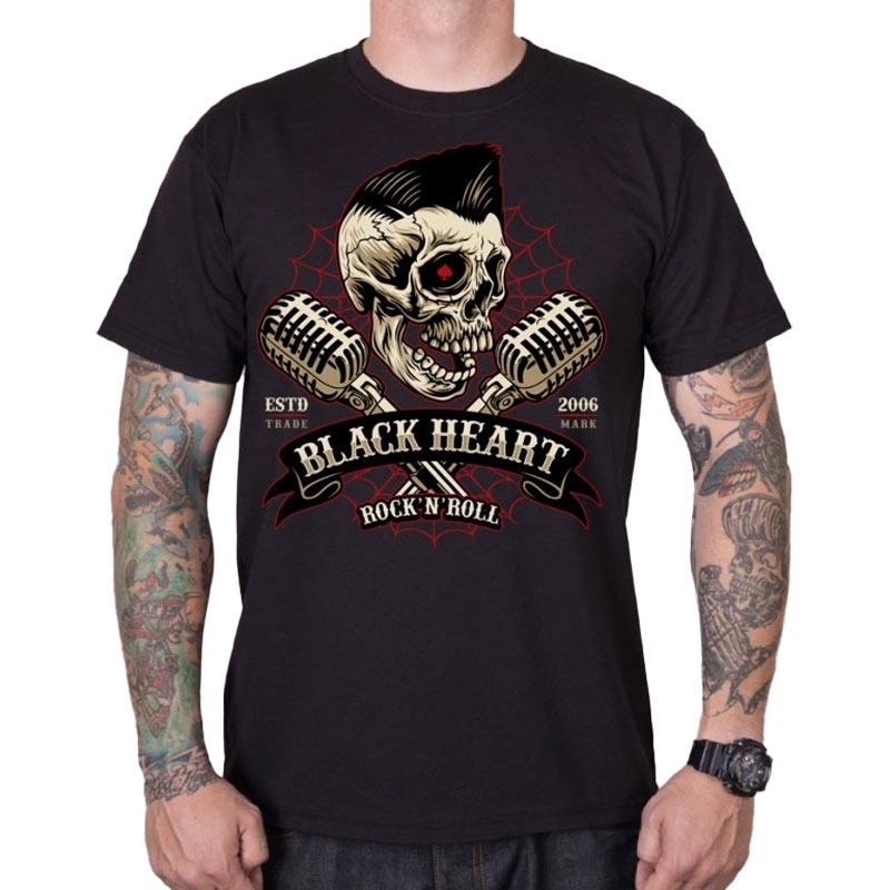 T-shirt Black Heart Elwis μαύρο