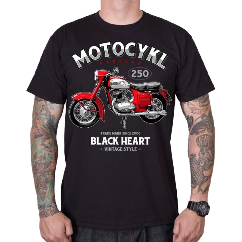 T-shirt Black Heart Motorcycle Panelka μαύρο