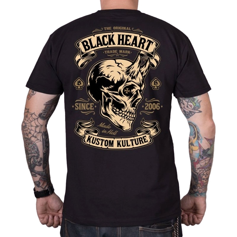 T-shirt Black Heart Devil Skull μαύρο