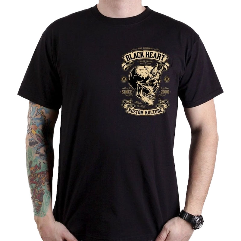 T-shirt Black Heart Devil Skull μαύρο