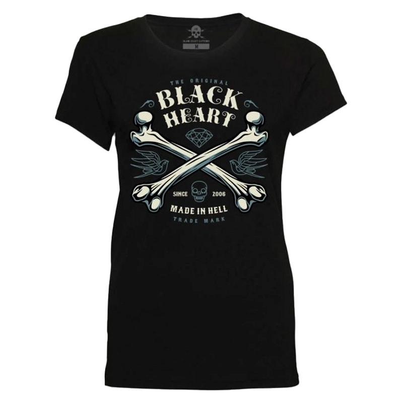 Γυναικείο T-shirt Black Heart Bones μαύρο