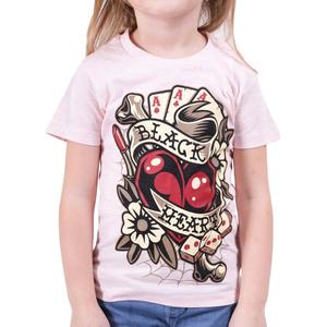 Παιδικό μπλουζάκι Μαύρη καρδιά Rockabilly Heart ροζ