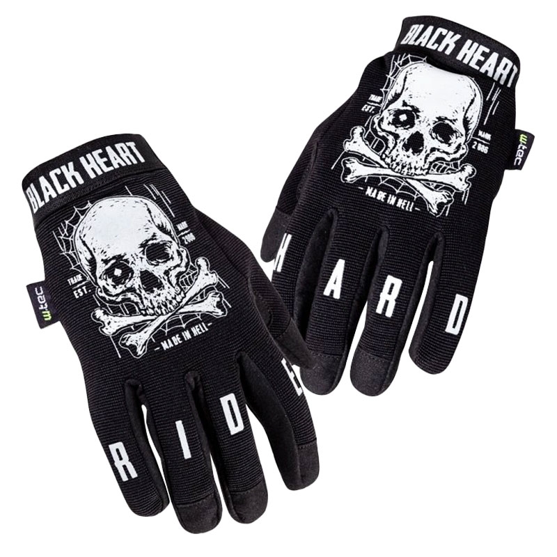 Rukavice na chopper Black Heart W-TEC Web Skull černé