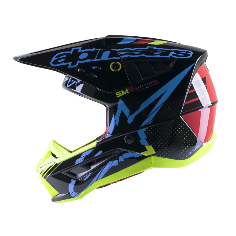 Motokrosová helma Alpinestars S-M5 Action fluo žluto-černo-modro- tmavě červená
