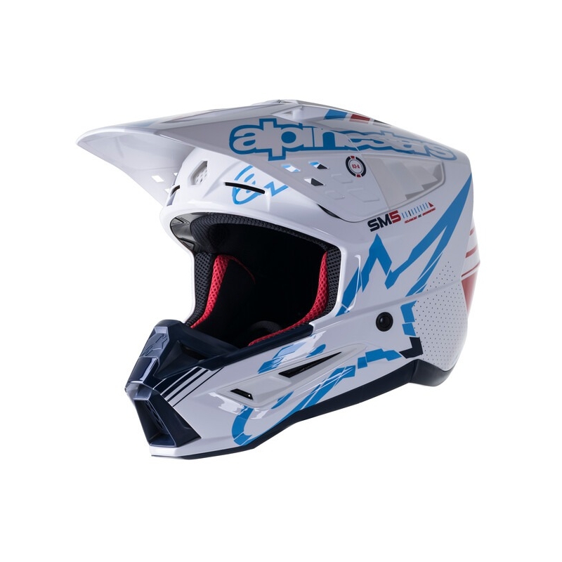 Motokrosová helma Alpinestars S-M5 Action bílo-modro-černo-tmavě červená