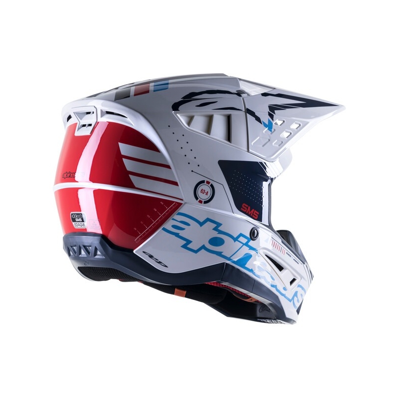 Motokrosová helma Alpinestars S-M5 Action bílo-modro-černo-tmavě červená