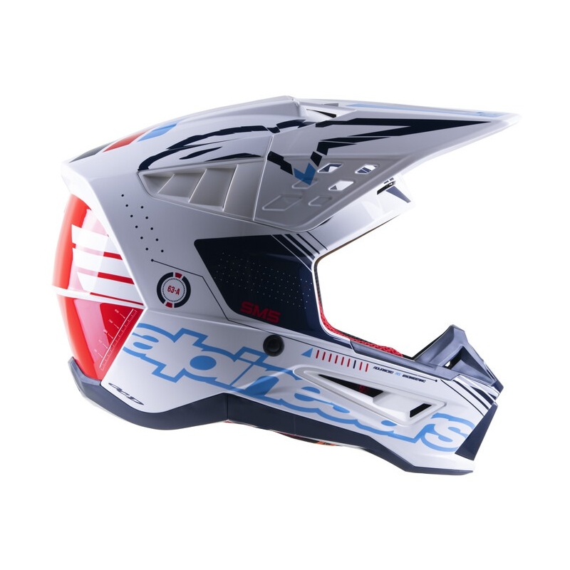 Motokrosová helma Alpinestars S-M5 Action bílo-modro-černo-tmavě červená