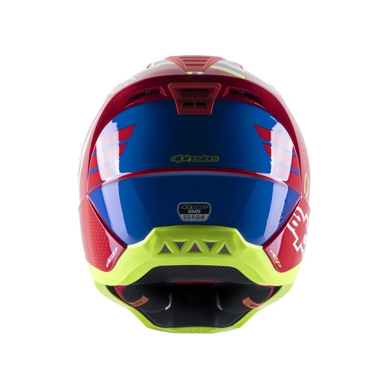 Alpinestars S-M5 Action κόκκινο-φλούο κίτρινο-λευκό-μπλε κράνος motocross
