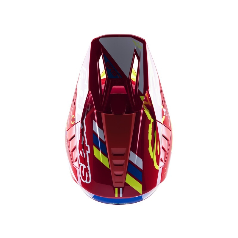 Alpinestars S-M5 Action κόκκινο-φλούο κίτρινο-λευκό-μπλε κράνος motocross