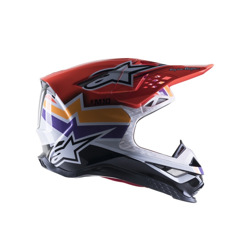Motokrosová helma Alpinestars Supertech S-M10 Edice Troy Lee Designs oranžovo-žluto-fialovo-bílo černá