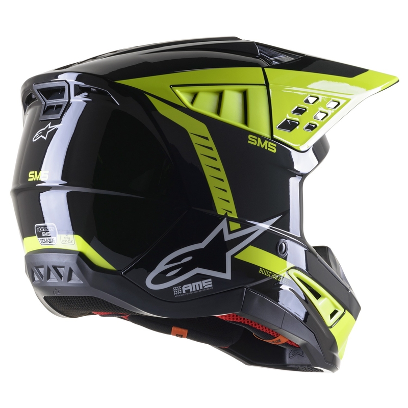 Alpinestars S-M5 Beam κράνος motocross μαύρο-ανθρακί-fluo κίτρινο γυαλιστερό